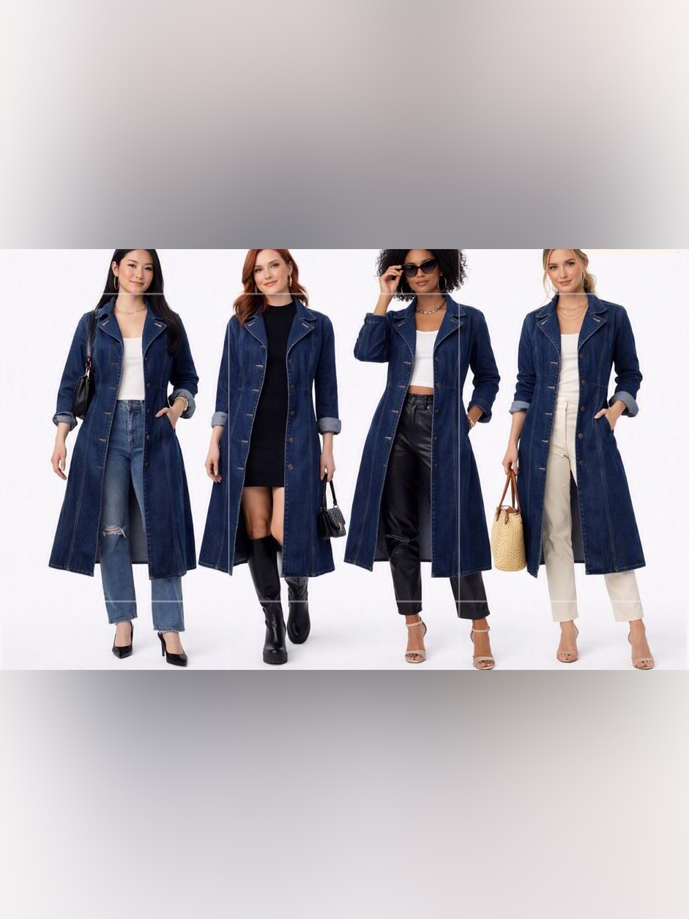 NY Jeans Women's cotton Denim duster Coat dress - size Medium -